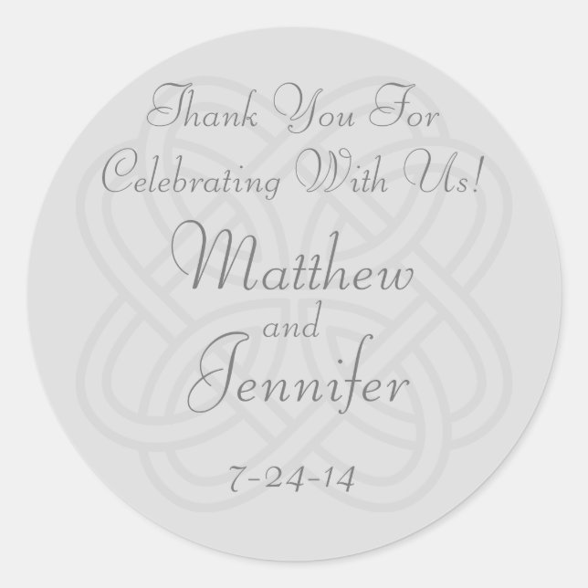 Adesivo Rótulos De Favor De Casamento Personalizado Do Nó  (Frente)