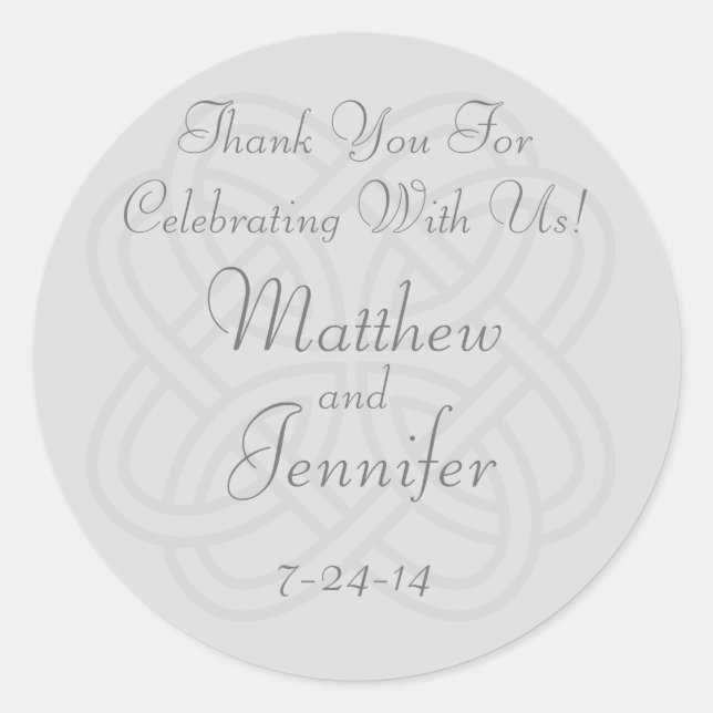 Adesivo Rótulos De Favor De Casamento Personalizado Do Nó  (Frente)