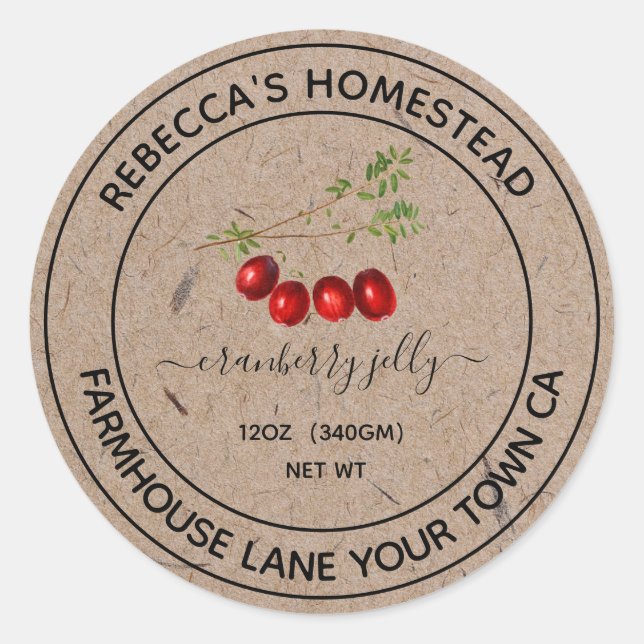 Adesivo Rótulos de Frasco de Conserva de Papel Kraft de Ge (Frente)