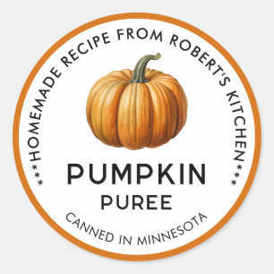 Adesivo Rótulos de lata de conserva de purê de abóbora cas