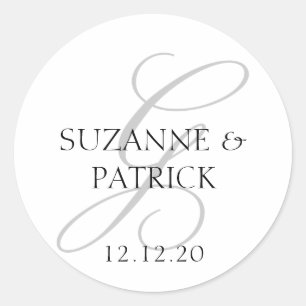 Adesivo Rótulos de Monograma do Script G (Prata / Preto)