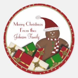 Adesivo Rótulos de Natal do Gingerbread Man