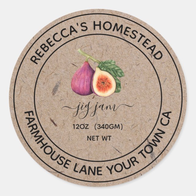 Adesivo Rótulos de papel kraft para conserva de geleia de  (Frente)