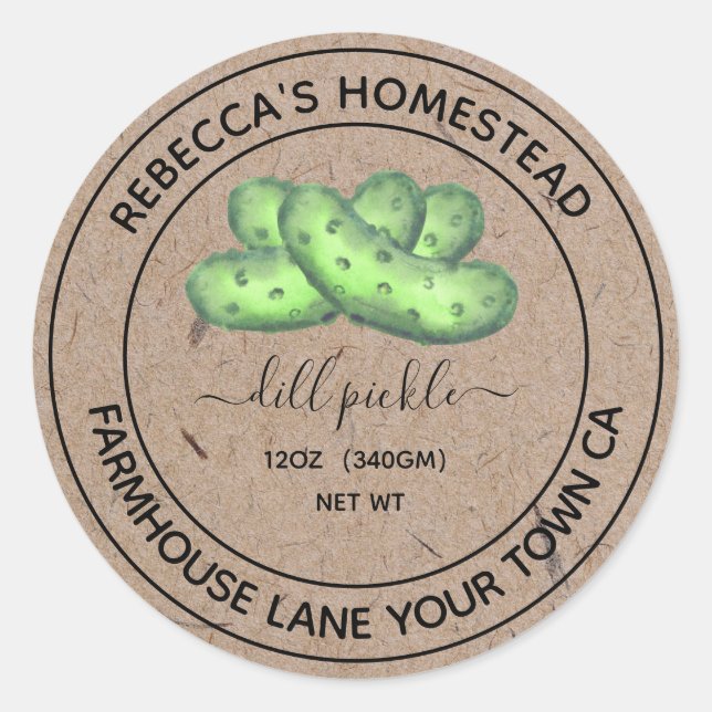 Adesivo Rótulos de papel kraft para conserva de pepino em  (Frente)