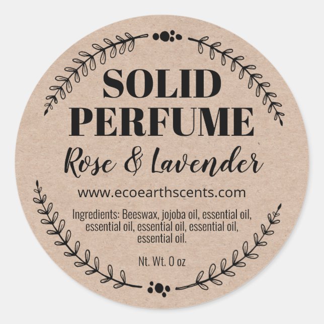 Adesivo Rótulos de Perfume Solido da Kraft Natural Homemad (Frente)