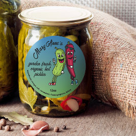 Adesivo Rótulos de Pickles e Pimentões Divertidos em Carto