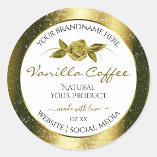 Adesivo Rótulos de Produto Branco Dourado Luxurioso
