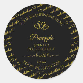 Adesivo Rótulos de Produto em Nuvem Preto e Dourado para P