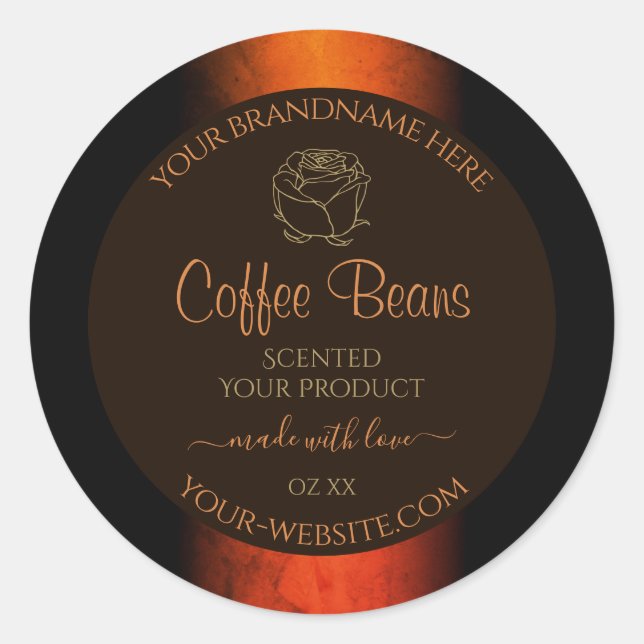 Adesivo Rótulos de Produto Marmoso Laranja Luminoso Castan (Frente)