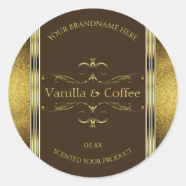 Adesivo Rótulos de produtos de Bordas Douradas e Castanho