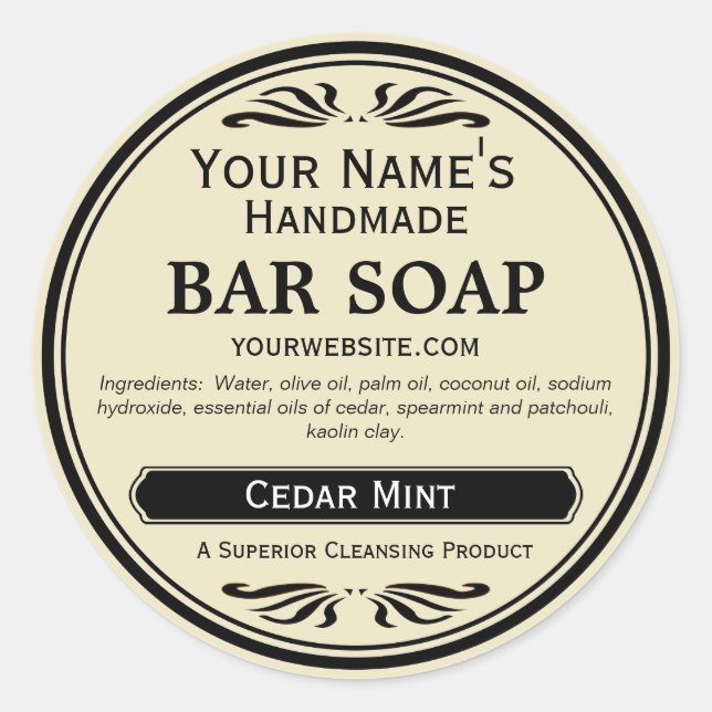 Adesivo Rótulos de sabão feitos à mão velhas e moídos (Frente)