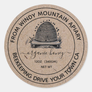 Adesivo Rótulos de salto de papel de mel orgânico Kraft