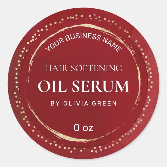 Adesivo Rótulos De Soro De Cabelo Vermelho E Dourado Pinta (Frente)