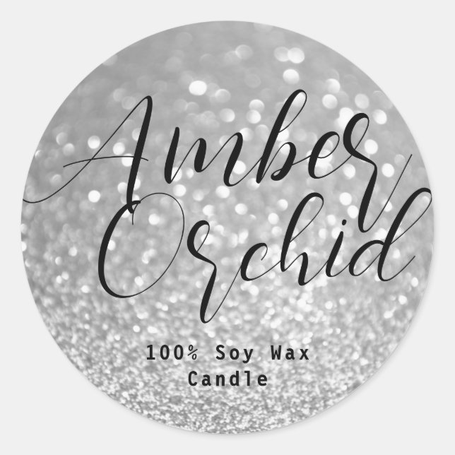 Adesivo Rótulos de Velas de Cristal de Cristal de Glitter  (Frente)