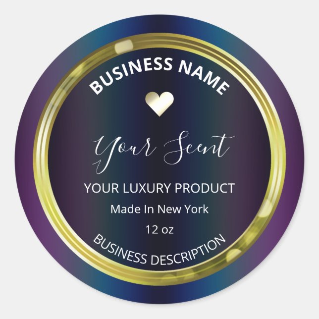 Adesivo Rótulos de velas de soja com estrutura Dourada col (Frente)