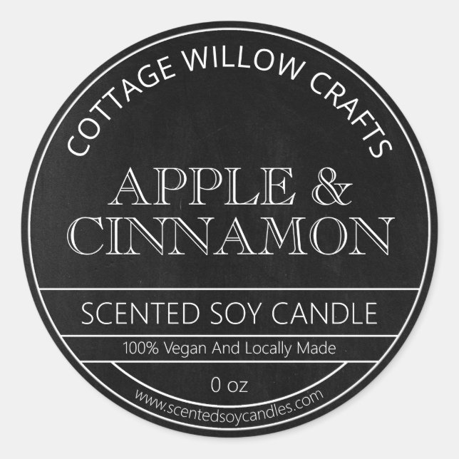 Adesivo Rótulos de Velas de Soja Preta de Quadro Básico (Frente)