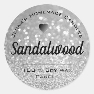 Adesivo Rótulos de Velas Simples Elegantes De Silver De Lu