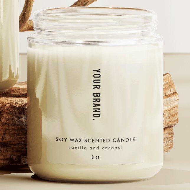 Adesivo Rótulos de Velas Transparentes Modernos e Minimali (Translucent Candle Jar Square Label featuring modern fonts and minimal layout)