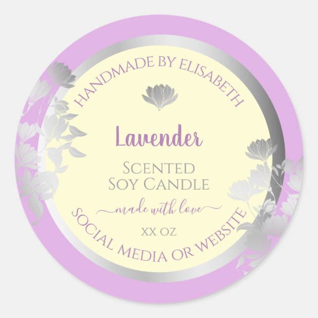 Adesivo Rótulos do Produto Roxo bonito Pastel Prata (Frente)