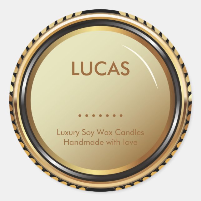 Adesivo Rótulos Dourados e Pretos Metálicos (Frente)