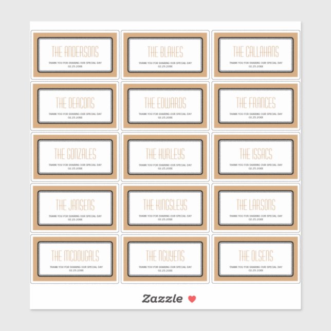 Adesivo Rótulos individuais 15 retangulares mocha castanho (Folha)