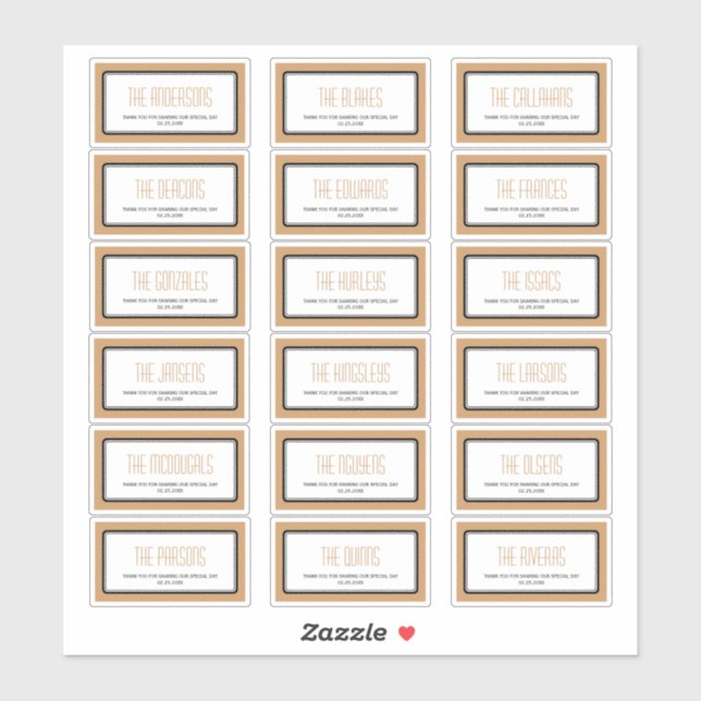 Adesivo Rótulos individuais de quadros retangulares mocha  (Folha)