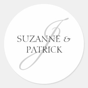 Adesivo Rótulos J Monograma do Script (Prata / Preto)