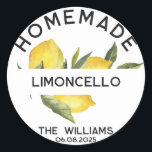 Adesivo Rótulos Limoncello, Homemade Italiano Moderno e Pe<br><div class="desc">As etiquetas modernas de garrafas de limoncello caseiras são uma etiqueta personalizada perfeita para os seus favores de casamentos de limoncello italianos com um tema de citros de verão e uma vibe riviera italiana. Eles apresentam um galho de limão a aquarelas, limões e ramos verdes e um rótulo personalizado para...</div>