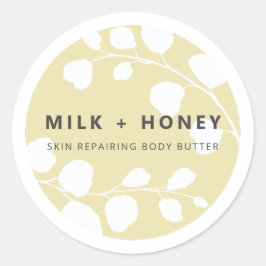 Adesivo Rótulos modernos de produtos de bege de borda folh