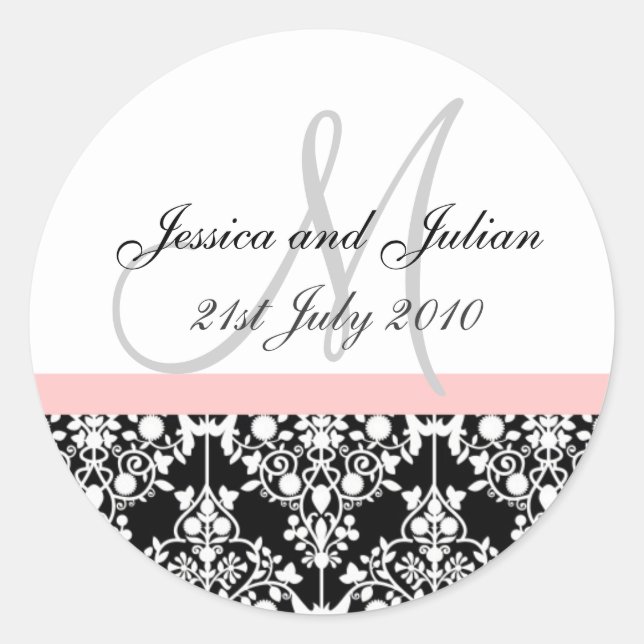 Adesivo Rótulos monográficos - Cor-de-rosa/Preto - Damask  (Frente)