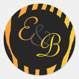 Adesivo Rótulos monográficos de faixa de zebra amarela-cla