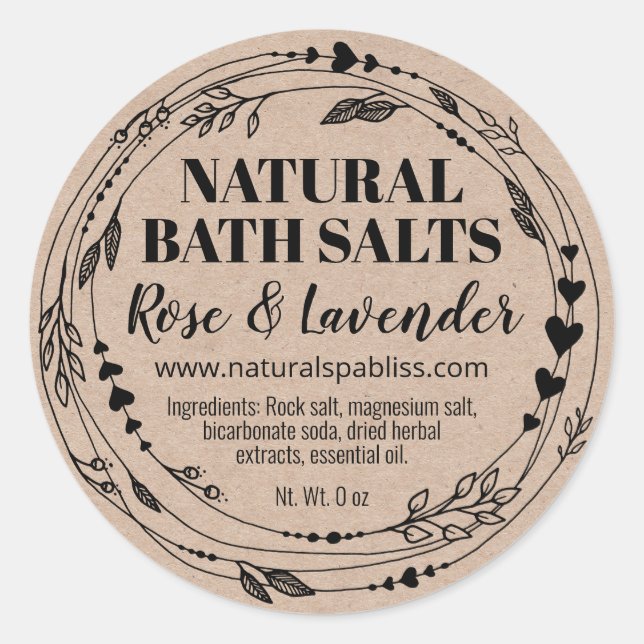 Adesivo Rótulos Orgânicos Kraft Bath Sal (Frente)