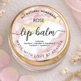 Adesivo Rótulos personalizados de batom rosa dourado