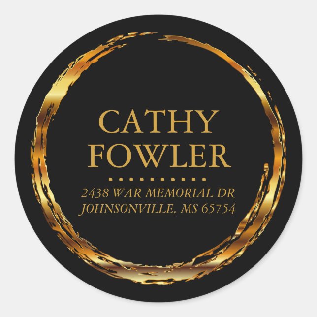 Adesivo Rótulos Pretos e Dourados Grungy Address (Frente)
