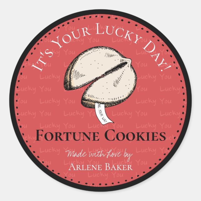 Adesivo Rótulos Red DIY de Cookie Fortune Chinês Homemade (Frente)