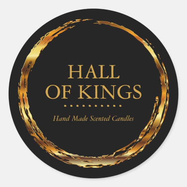 Adesivo Rótulos redondos Dourados e negros (Frente)