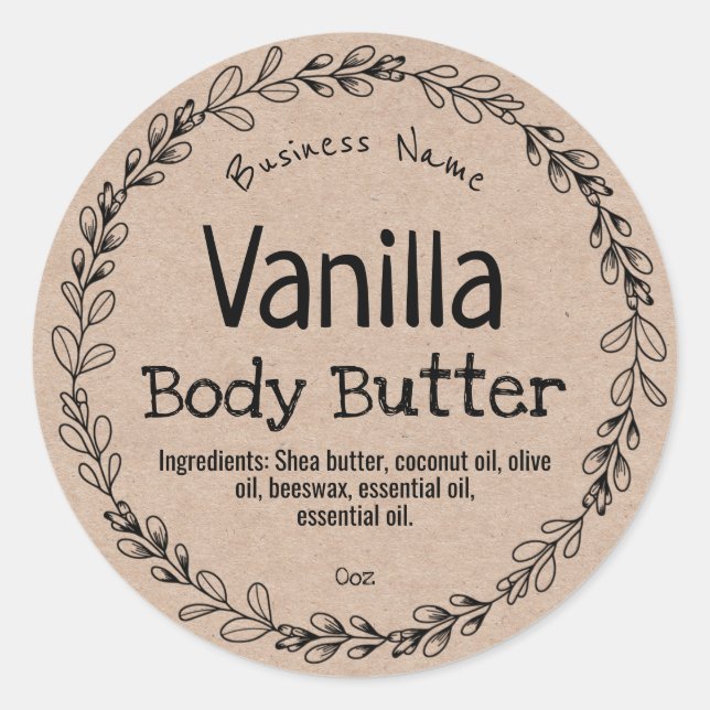 Adesivo Rótulos Rustic Kraft Homemade Product Labs (Frente)