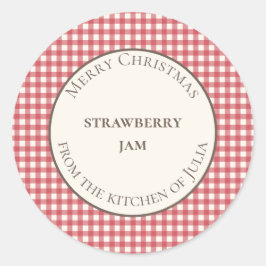 Adesivo Rótulos vermelhos de gingão para alimentos e potes