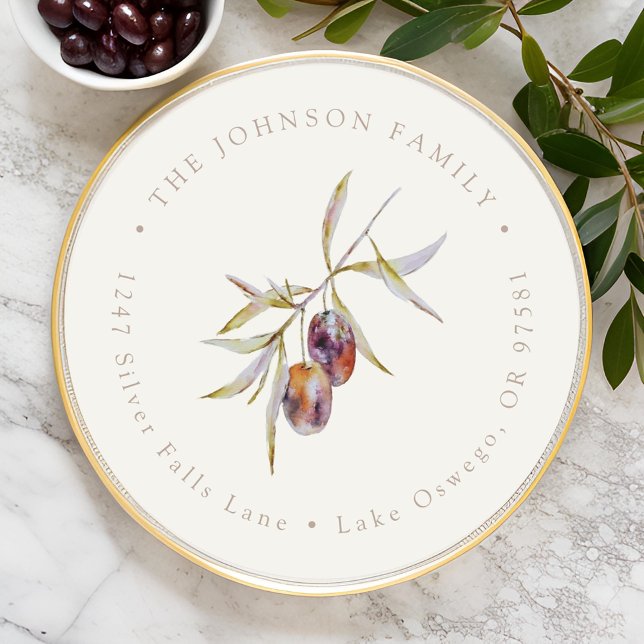 Adesivo Rou de Endereço de Retorno com Galho de Oliveira e (Criador carregado)