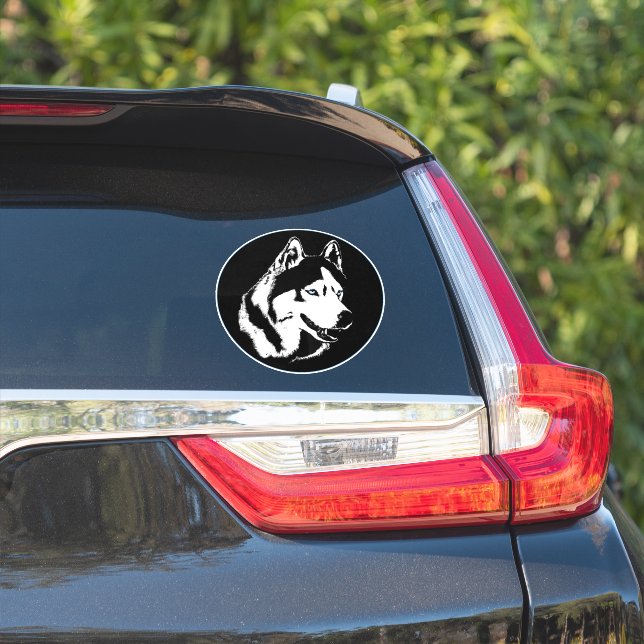 Adesivo Rouco Stickers Siberian Husky Malamute Decide (Lado do carro)