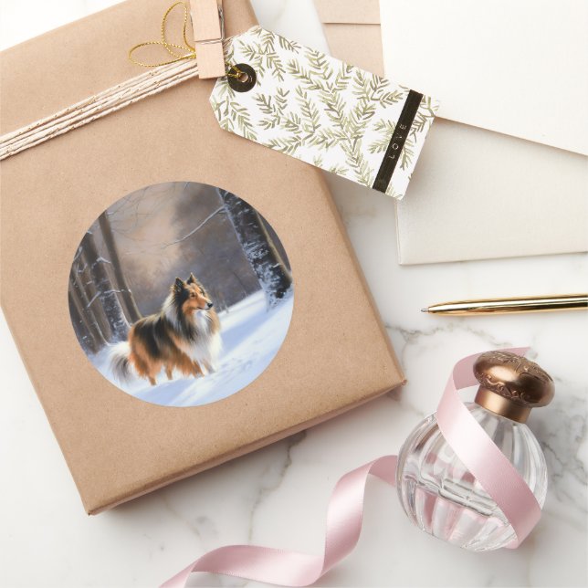 Adesivo Rough Collie Deixe Nevar Natal (Presentear)