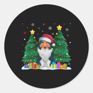 Adesivo Rough Collie Dog Passa Santa Hat Ugly Christmas S