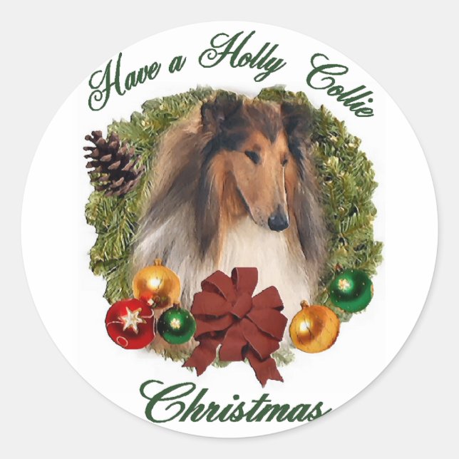 Adesivo Rough Collie Natal Gifts (Frente)