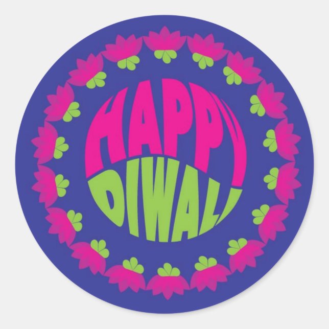 Adesivo Round Blue Diwali Sticker (Frente)