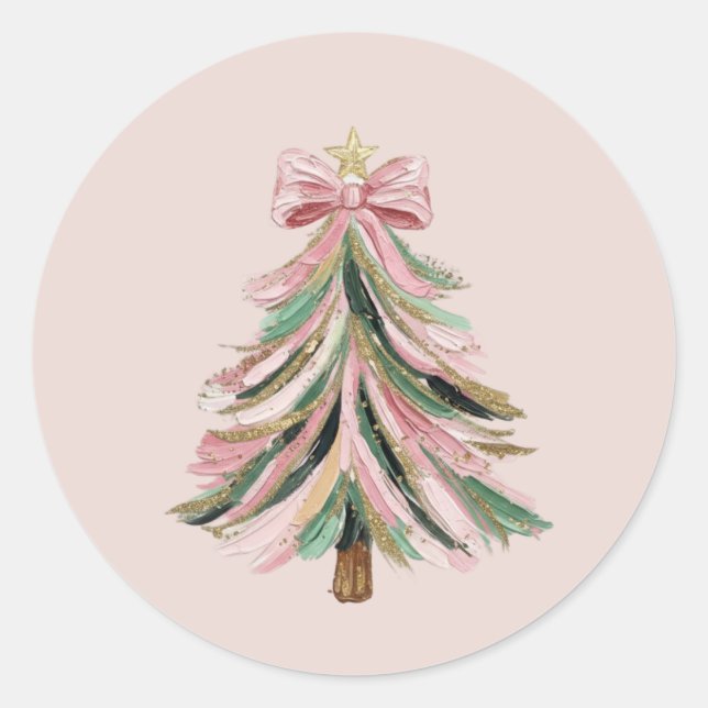 Adesivo Round Brushstroke Christmas Tree Sticker (Frente)