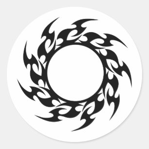 Adesivo round_flames_001 BLACK TRIBAL CIRCLE FIRE SHARP LO