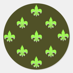 Adesivo Round Fleur de Lis Stickers ACID GREEN