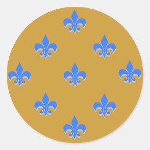 Adesivo Round Fleur de Lis Stickers Brilhante AZUL