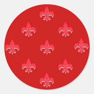 Adesivo Round Fleur de Lis Stickers RED