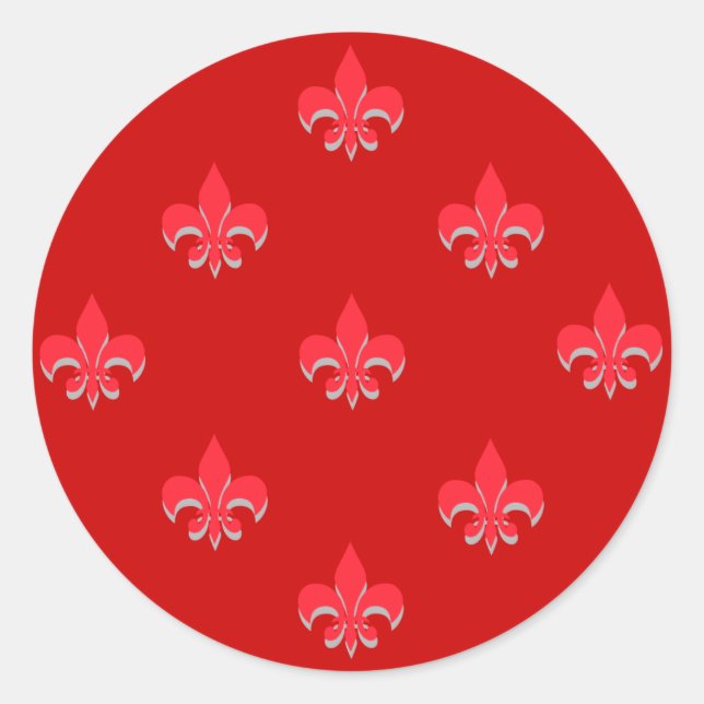 Adesivo Round Fleur de Lis Stickers RED (Frente)